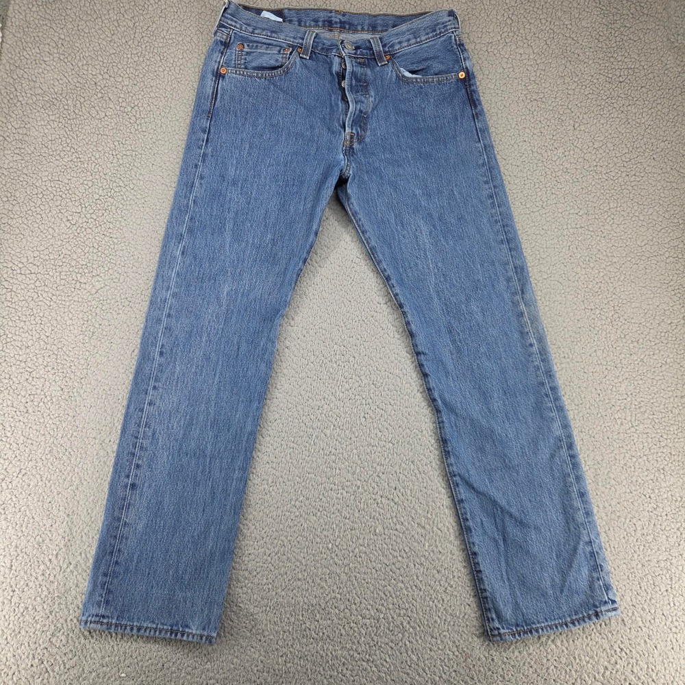 Levis 501Jeans Mens 31x29 Blue Medium Wash Button Fly Straight Leg